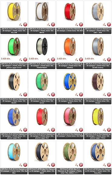 Ostali elektro materijali: PLA/PLA+/PVA filament za 3D štampače – 1,75 mm, kotur 1 kg - Tip — 1