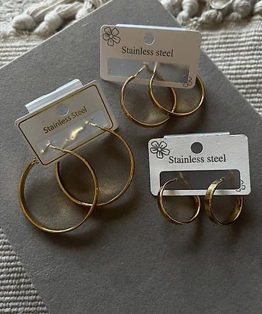 vojne narukvice: Set zlatnih minđuša–alke od nerđajućeg čelika - Materijal: Stainless — 1