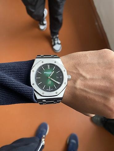 samsung phone: Мужские наручные часы в стилистике Royal Oak с зелёным циферблатом - — 2