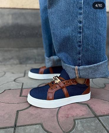 krosovkalar: Uniseks gündəlik krossovka - Material: tünd göy denim parça üstlük + — 1