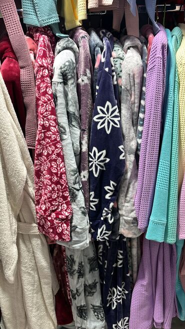 Халаты: Халат, Плюш, Made in KG, В полоску, Леопардовый принт, С перьями — 10