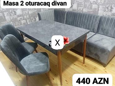 Divan və masa dəstləri: Mətbəx/qonaq otağı üçün dəst: - Masa: mərmər naxışlı boz üstlük — 1