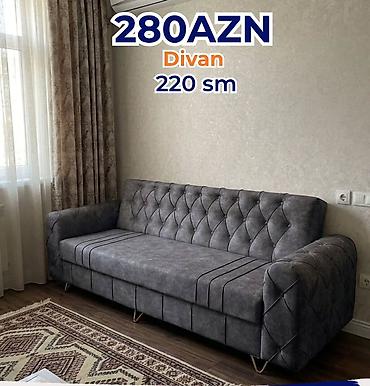 i̇ki neferlik divan: Divan – 220 sm Qiymət: 280 AZN - Rəng: tünd boz - Üslub: müasir — 1