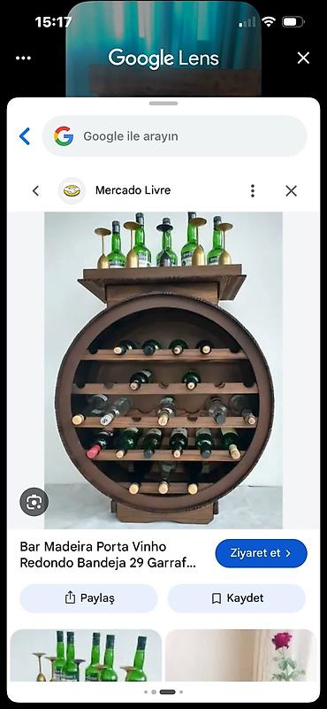 Rəflər: Ağacdan hazırlanmış dairəvi formasında şərab butulkaları üçün rəf/bar — 2