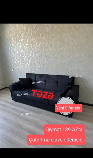 Sifarişlə divanlar: Divan, Qonaq otağı üçün, Vеlur parça, Bazalı, Açılan — 3