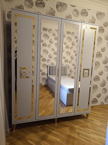 Новый, 4 двери, С зеркалом, Белый, Распашной, Прямой шкаф at lalafo.az — 2 Новый, 4 двери, С зеркалом, Белый, Распашной, Прямой шкаф — 2