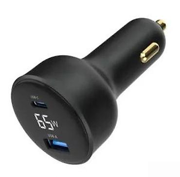 Žičani punjači za telefone: Gembird brzi auto punjač 65 W sa LCD ekranom - Snaga: do 65 W - Dva — 12