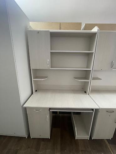 study table: Компьютерный стол со стеллажом и надстройкой - Цвет: светлый — 1