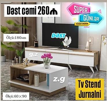 Ev üçün mebel: Yeni, Düz TV altlığı, Polkalı, Laminat — 1