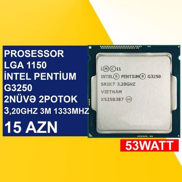 kompüterlər satis: Prosessor Intel Pentium İntel Pentium G3250, İşlənmiş