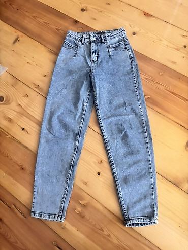 buraxılış paltarları b: 3 cüt şalvar dəsti 1) Açıq mavi mom-jeans - Yüksək belli - Konik — 1