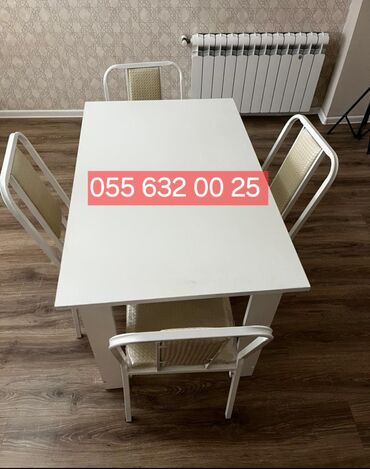 Masa və oturacaq dəstləri: Mətbəx üçün, Yeni, Açılmayan, Dördbucaq masa, 4 stul — 2