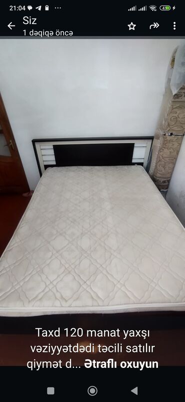 masaj kravati: Б/у, Двуспальная кровать, Без подьемного механизма, С матрасом, Без выдвижных ящиков