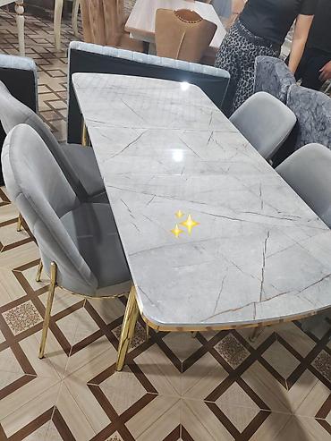 mətbəxt: - Yemək otağı üçün masa və 6 kreslo dəsti - Masa üstü: mərmərə bənzər — 1