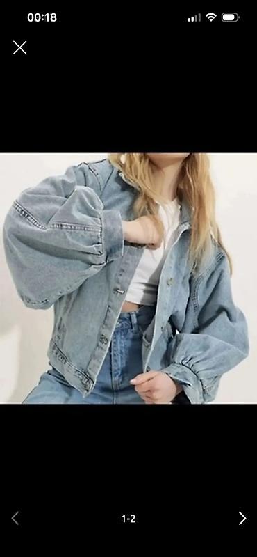 oversize kurtka: Qadınlar üçün oversize cins gödəkcə - Rəng: açıq mavi (light wash) - — 1