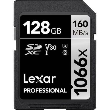flaş kart: Lexar Silver series SDXC 128GB 1066x. Lexar Professional yaddaş
