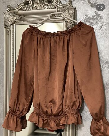 elegantne tunike za punije dame: S (EU 36), M (EU 38), Single-colored, color - Brown