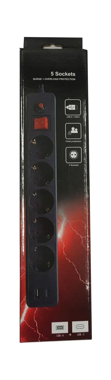 usb kabl za punjac: Model: GEMBIRD SPG5-B-6(3G1.5) Produžni kabl sa zaštitom – 5 utičnica