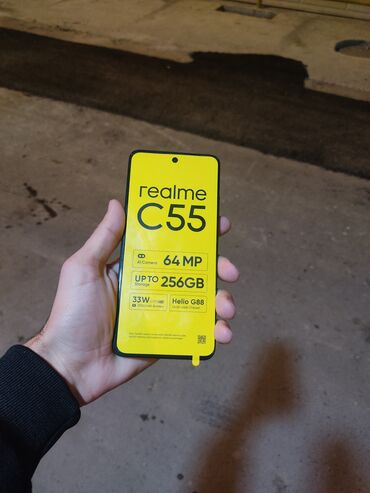 en ucuz telefonlar: Realme C55, 256 GB, rəng - Gümüşü, Barmaq izi, Face ID
