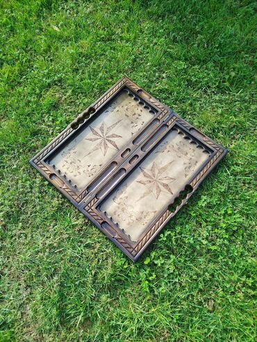 Nərdlər: Əl işı ağac nərd-şahmat dəsti - Material: təbii ağac, üzərində dərin — 5