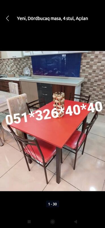 Bağ, çöl masa və oturacaq dəstləri: Yeni, Dördbucaq masa, 4 stul, Açılan, Stullar ilə, Metal, Azərbaycan — 14