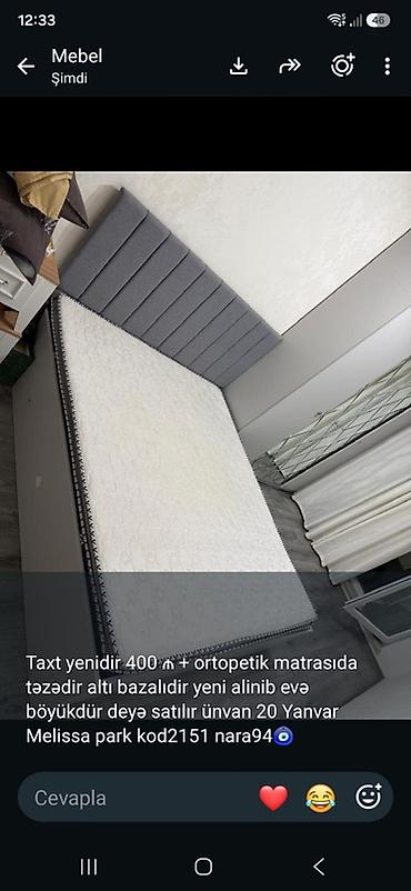 bed: Taxt və ortopedik matras dəsti - Ölçü: iki nəfərlik taxt - Başlıq — 1