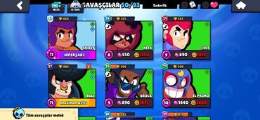 ucuz oyun konsolları: Brawl Stars oyununda "Aksiliin di" adlı oyunçu hesabı. Hesabda Jacky