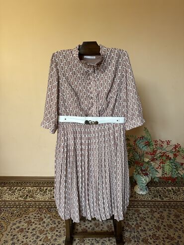 бирюзовое платье рубашка: Повседневное платье, Осень-весна, 4XL (EU 48), 5XL (EU 50)