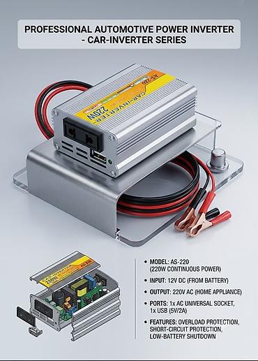 220 v 12 v dönüştürücü: Yeni Inverter, 100-300 Vt, 12 - 220 volt, Pulsuz çatdırılma — 2
