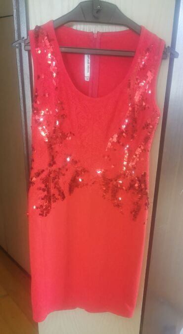 pamučne haljine: M (EU 38), color - Red, Evening, Short sleeves