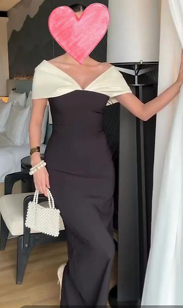 s 925: Zərif axşam geyimi – ikirəngli, çiyinüstü (off-shoulder) kəsim. - — 2