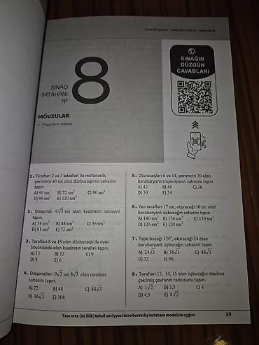 Kitablar və jurnallar: Riyaziyyat 11-ci sinif, 2024 il — 3