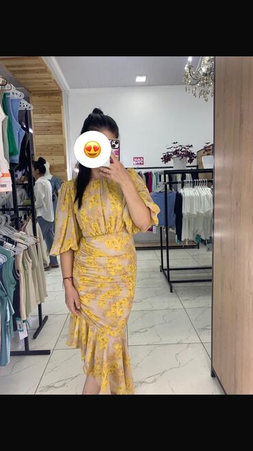 желтое вечернее платье: Вечернее платье, Классическое, Короткая модель, M (EU 38)