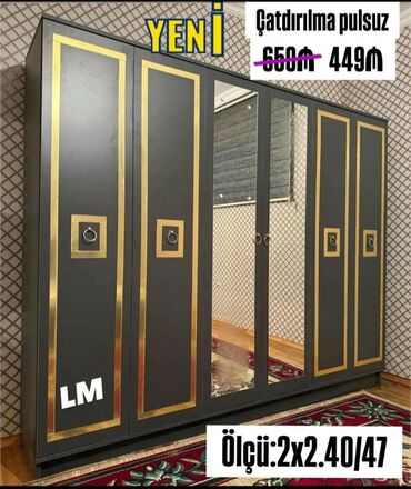 Dolablar: Açılan, 6 qapı Düz dolab, Qarderob, paltar dolabı — 1