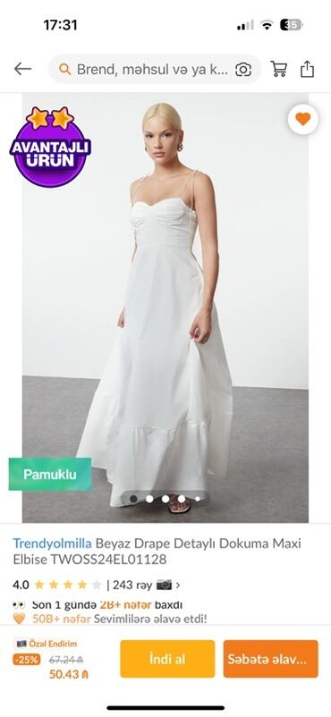 Повседневное платье, Макси, Trendyolmilla, XS (EU 34), S (EU 36)