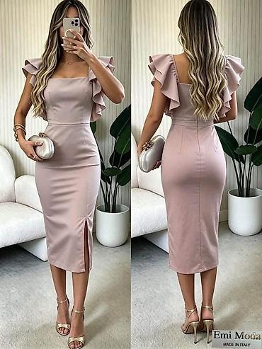 essence stvari: Elegantna midi haljina sa volan rukavima - Kroj: uska silueta koja — 1