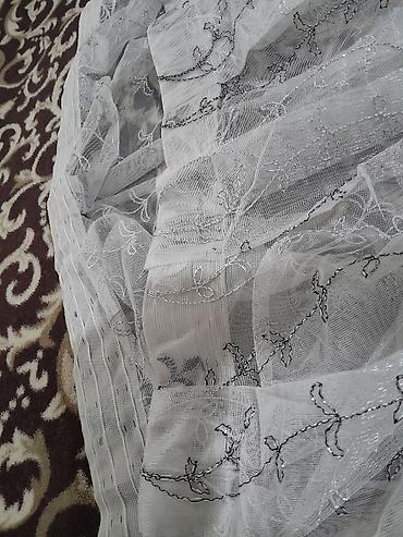 hermes tekstil: Tül pərdə parçası – gümüşü-boz tonlarda, naxışlı - Material: incə — 1