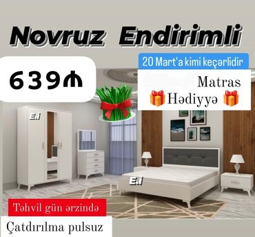 Çarpayılar: *Yataq dəsti . Yataq otağı mebeli 639Azn 💥* ✔️Rəng seçimi var *🎁Matras