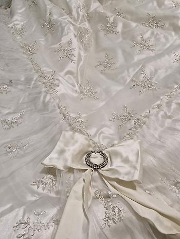 bamboo tekstil: Zərif bəzəkli atlas yorğan/örtük dəsti - Rəng: incə krem-ağ (ivory) - — 3