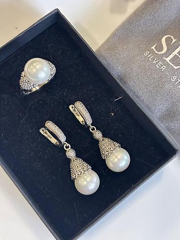 gümüş sirga: Dəstə daxildir: Sırğa, Üzük, Gümüş, 925 Əyar, 19 g — 2