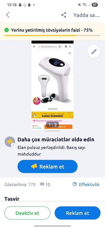 Lazer cihazir atsh sayi 889.913 . trendyoldan alnb az istifade olunub