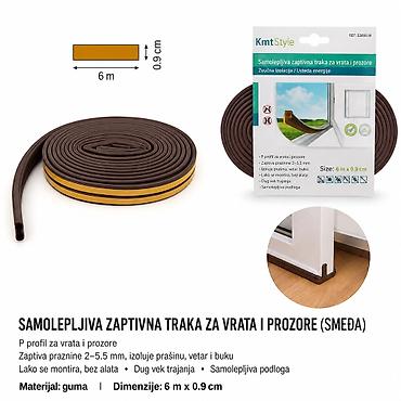 KMT Traka za šavove vrata P tip, braon – samolepljiva zaptivna traka