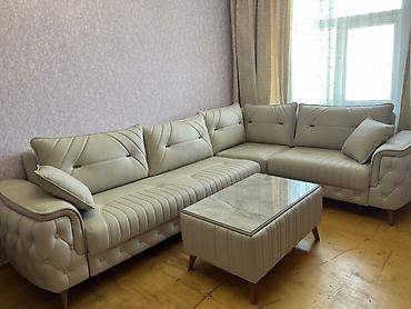 divan şəkilləri: Künc divan dəsti – zərif krem rəngində, müasir dizayn. - L‑şəkilli — 1
