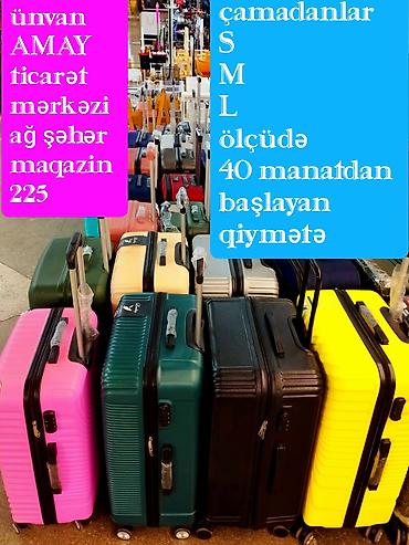 Çamadanlar: Çamadanlar – S, M, L ölçülərdə Rəng çeşidi geniş (sarı, çəhrayı — 1