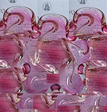 Ostali kućni dekor: Murano, ručno duvano RUŽIČASTI KRISTAL pepeljara 750gr. Murano — 7