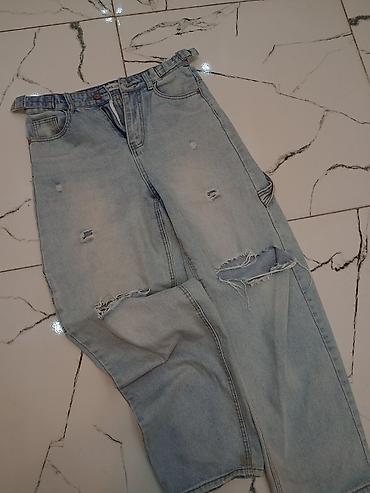 Kişi geyimləri: Məhsul: Açıq mavi rəngdə cins şalvar - Kəsim: Geniş/relaxed fit, düz — 3