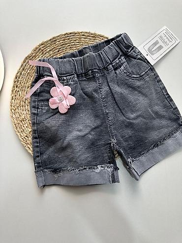 cins uşaq şortları: Qız uşaqları üçün denim şort - Rəng: tünd boz/qaraltdılmış denim - — 4