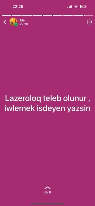 lazeroloq işi axtarıram: Vakansiya: Lazeroloq - Lazer epilyasiya xidmətləri üzrə mütəxəssis