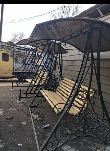 Садовые качели: Садовые качели Металл, Со спинкой, С крышей — 26