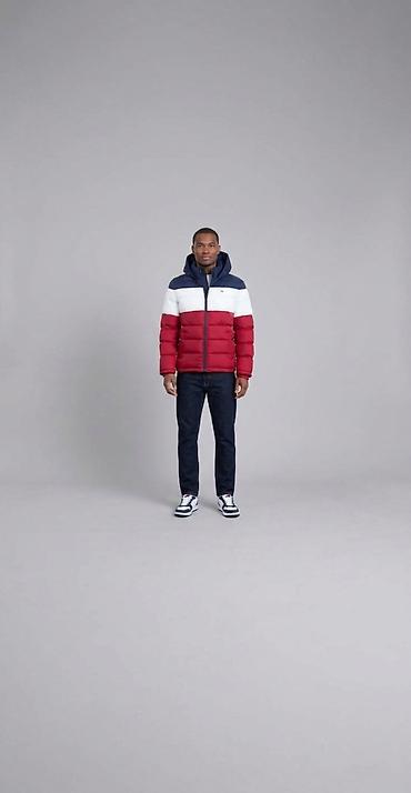deri geyim: 🟦⬜️🟥Tommy Hilfiger Men's Down Alternative Hooded Puffer Jacket (Yeni) — 1